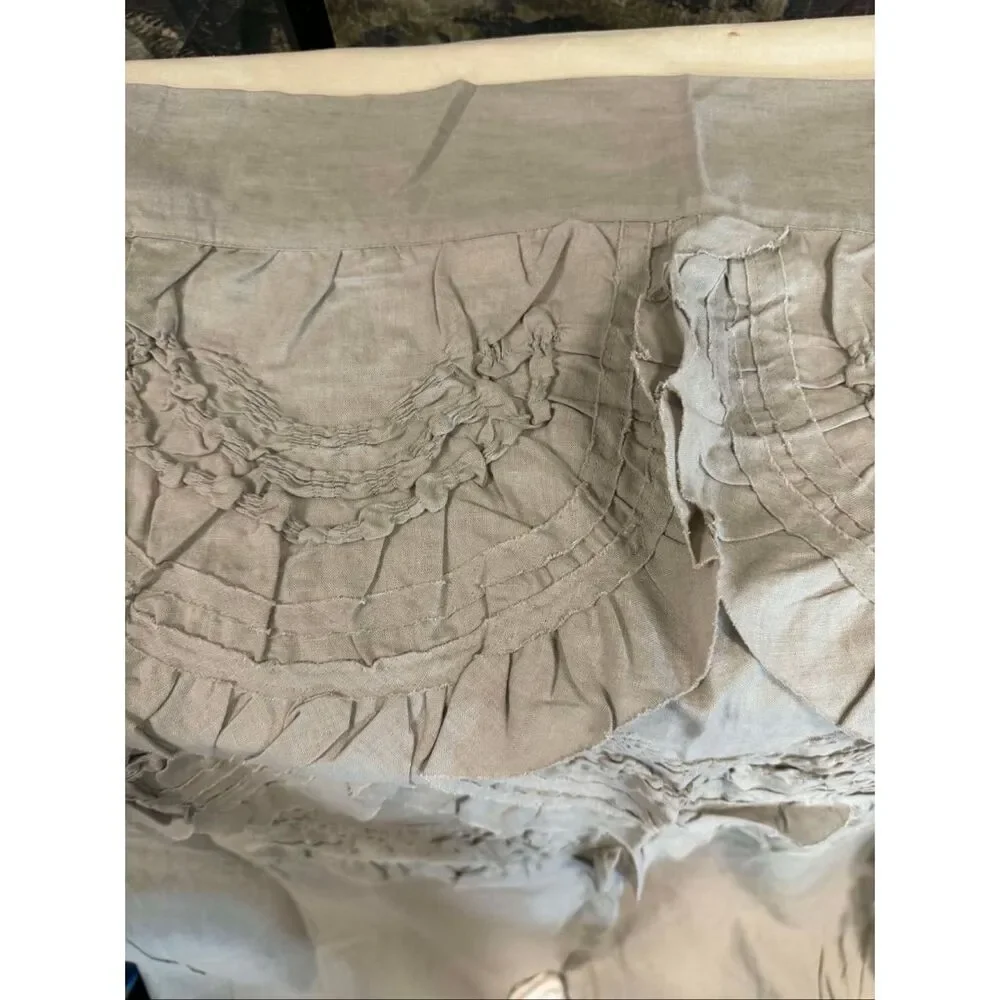 New Anthropologie Curtain Panel Grey Rivulet Tucked Ruffle (1) 50 x 63